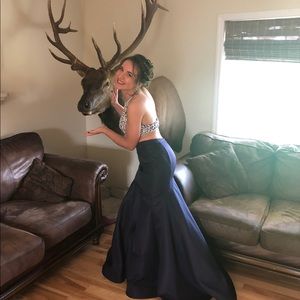 Blue and silver blush prom dress size 8